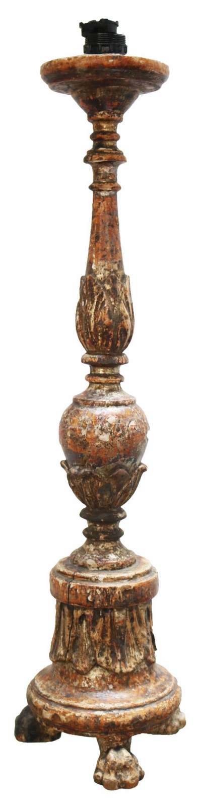 Antico candelabro in legno. Epoca 1700. - 1