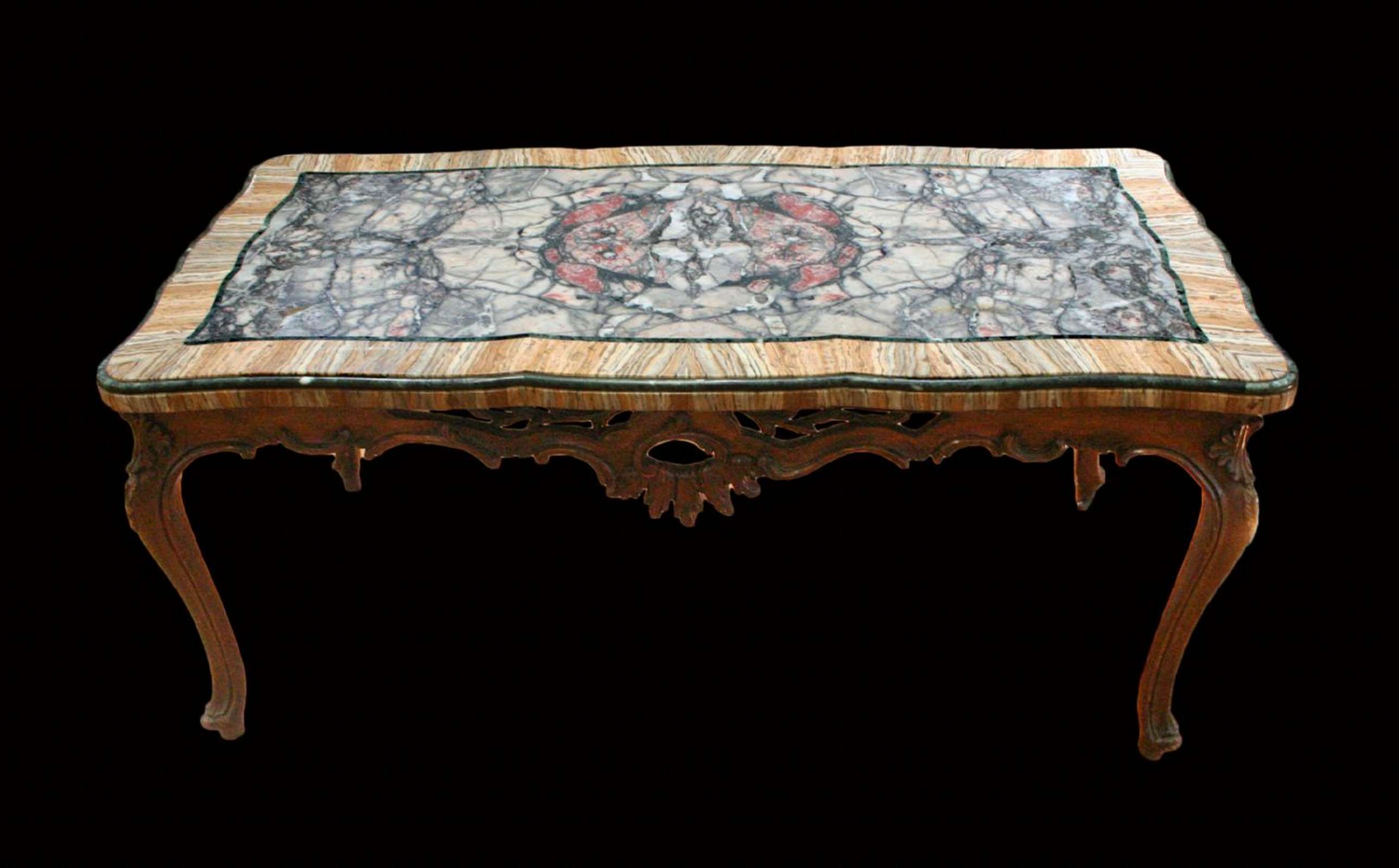 Tavolo antico in marmo con base in legno. Epoca 1800. - 1