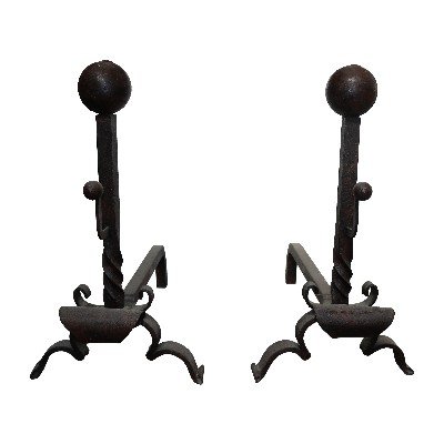 Coppia di alari in ferro antichi. Epoca 1800. 