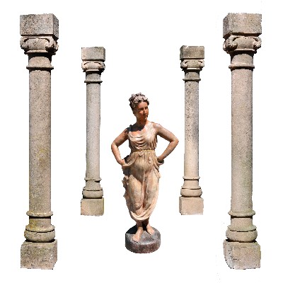 Quattro colonne antiche in pietra. Epoca 1800. 