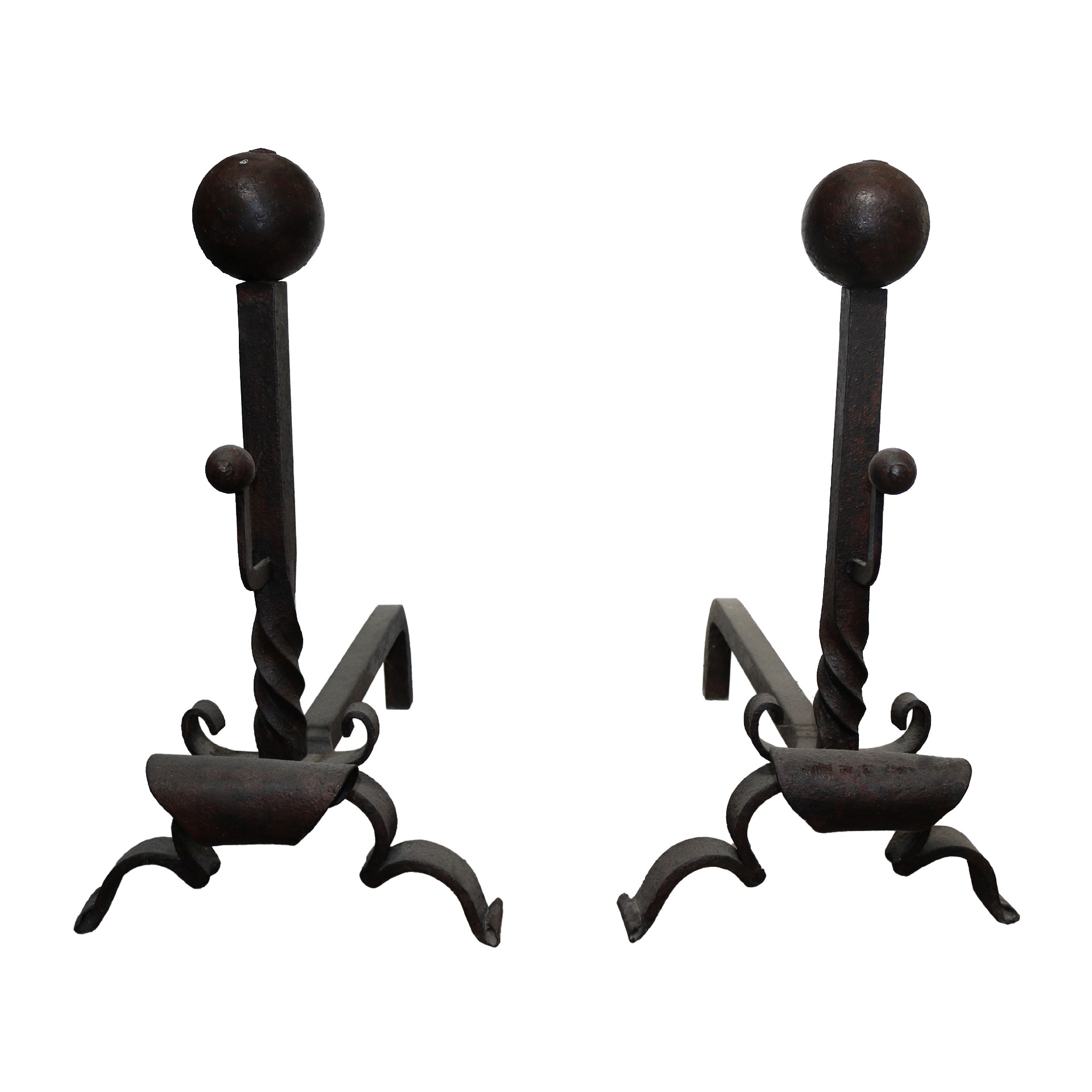 Coppia di alari in ferro antichi. Epoca 1800. - Accessori Camini - Camini e Accessori - Prodotti - Antichità Fiorillo
