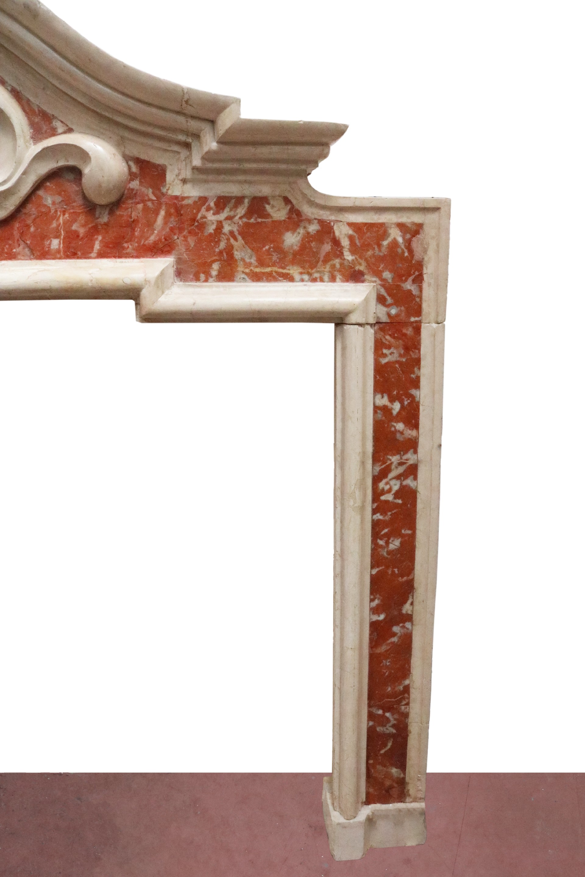 Antique stone and marble fireplace frame, cm202x171h. - 1