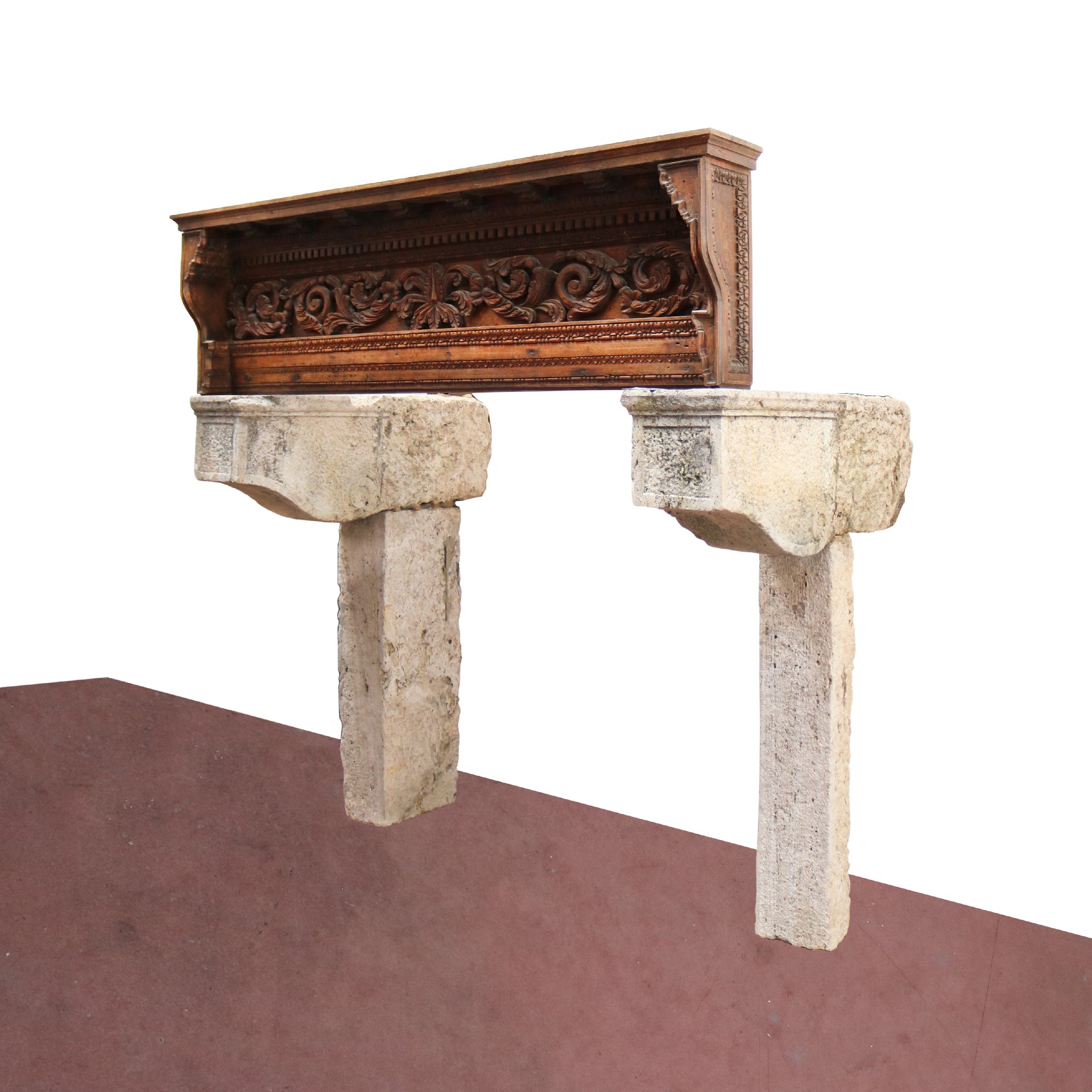 Camino antico in pietra e legno. cm 177x187h. - 1