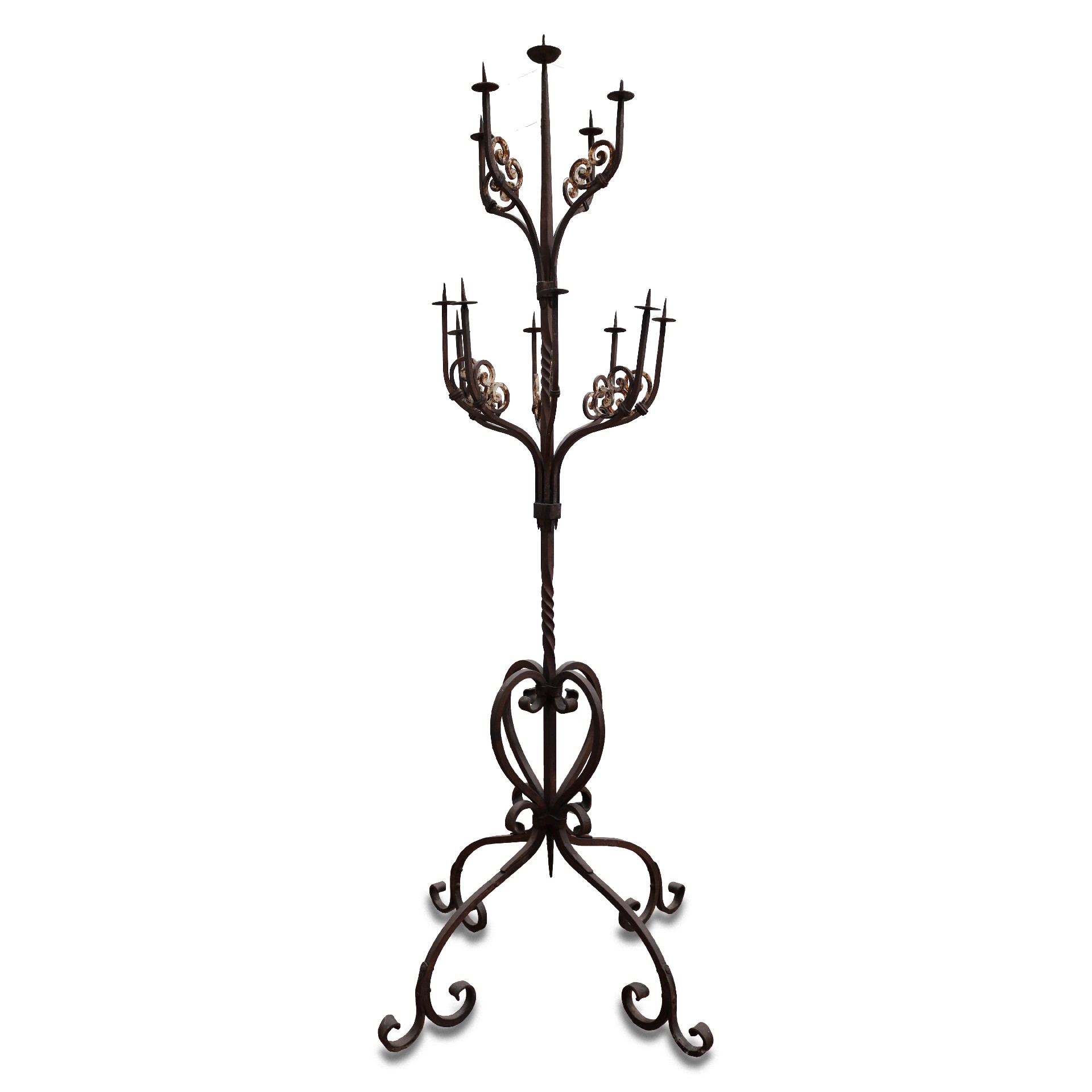 Candelabro in ferro battuto. - Lampadari e Candelabri - Mobili antichi - Prodotti - Antichità Fiorillo