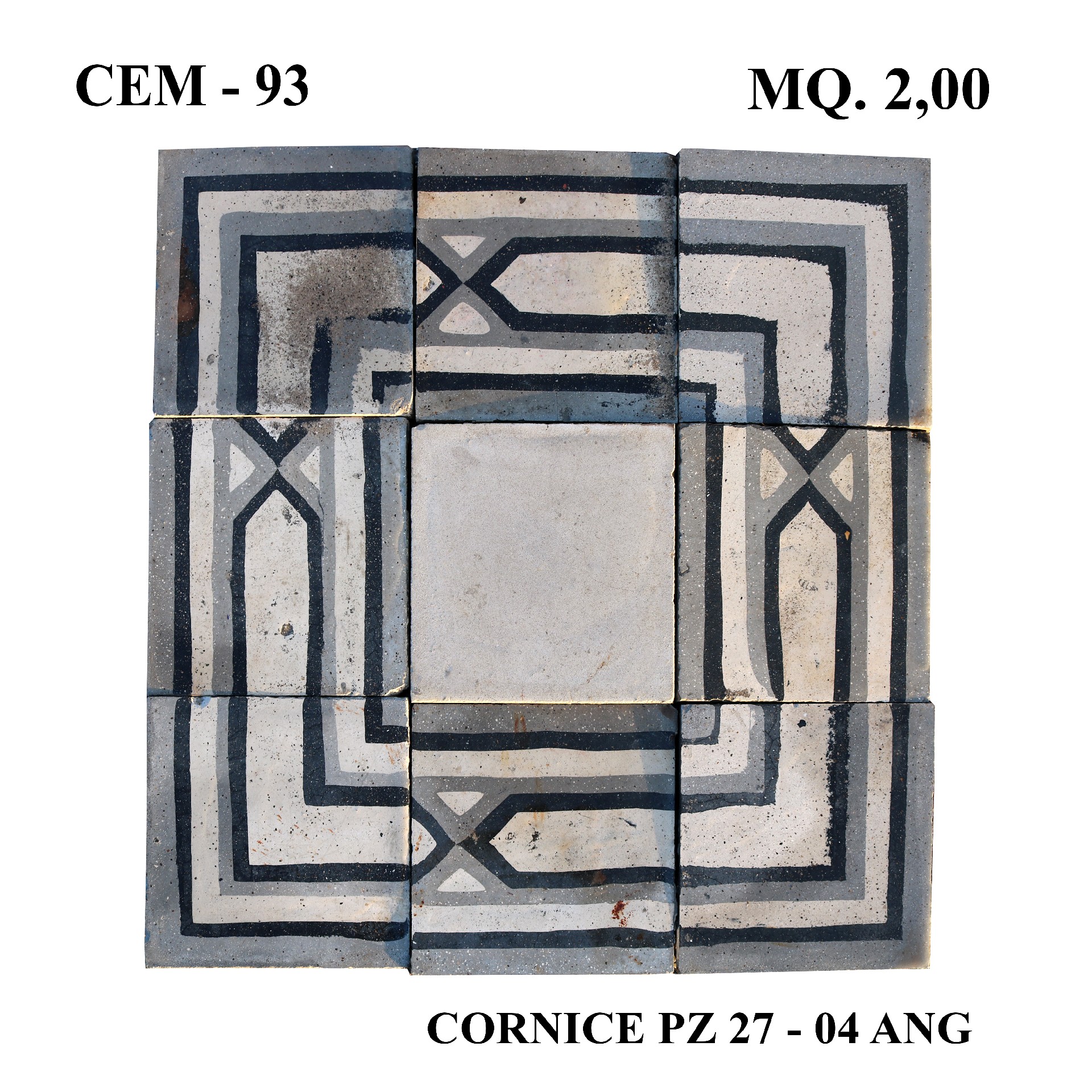 Antica pavimentazione in cementine cm 25x25. - 1