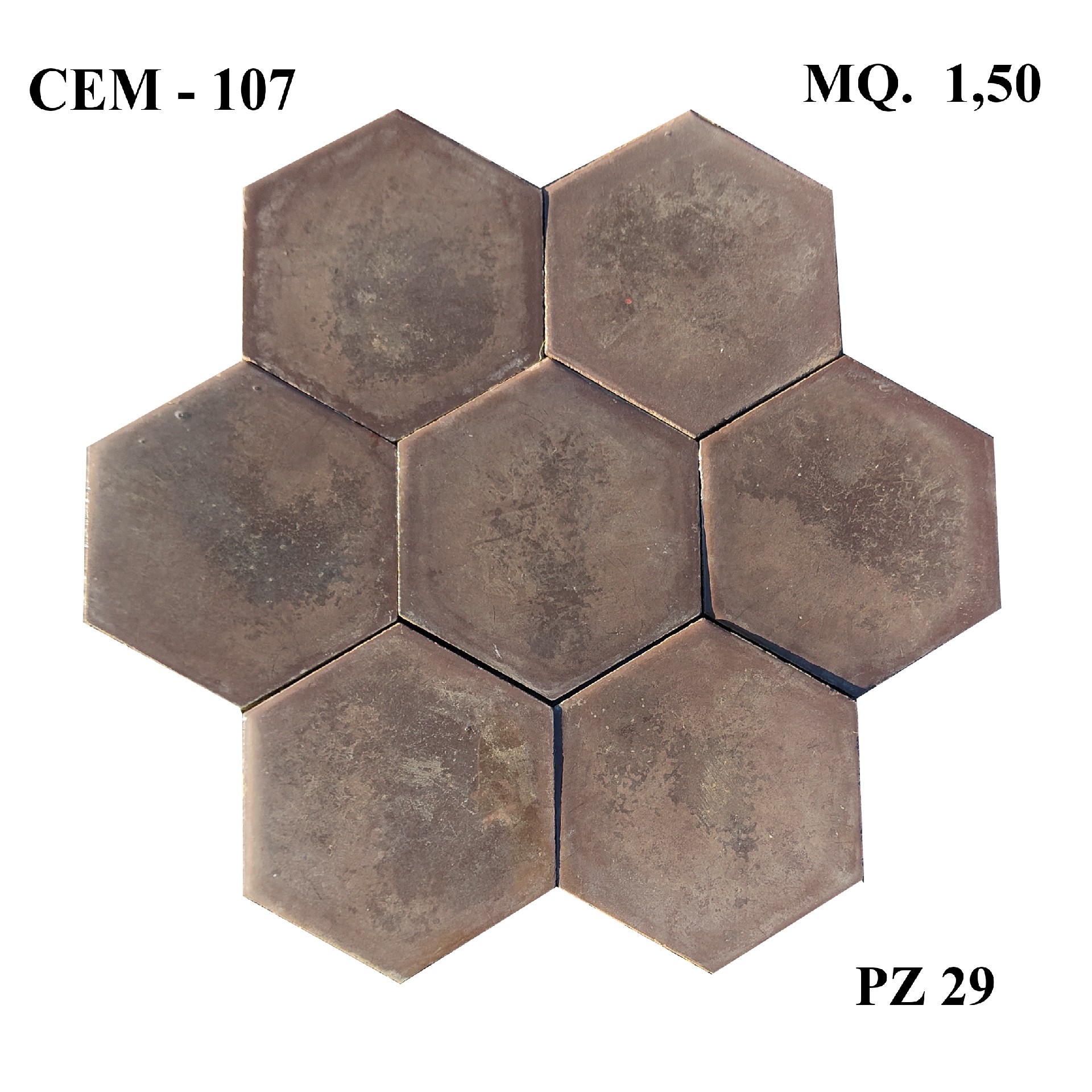 Antica pavimentazione in cementine esagonale. Lato cm.14,5. - 1