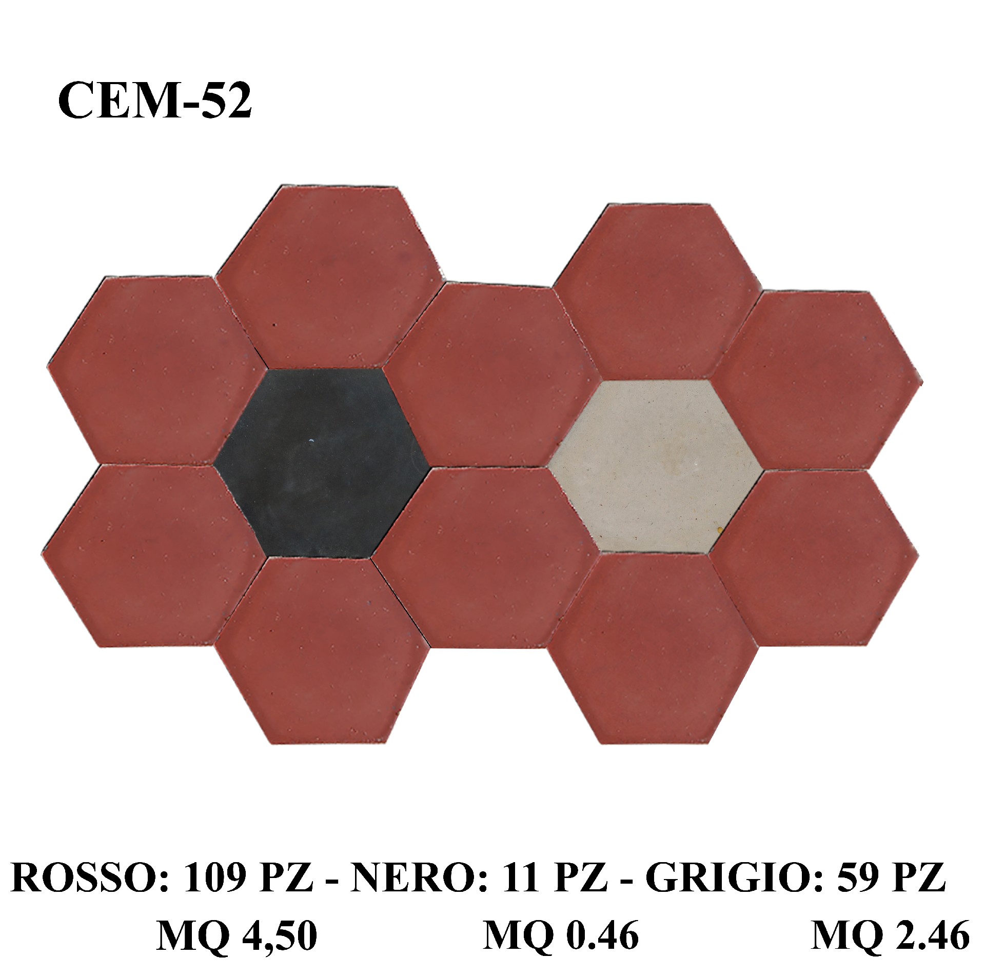 Pavimentazione in cementine esagonale. Lato cm 12,5. - 1