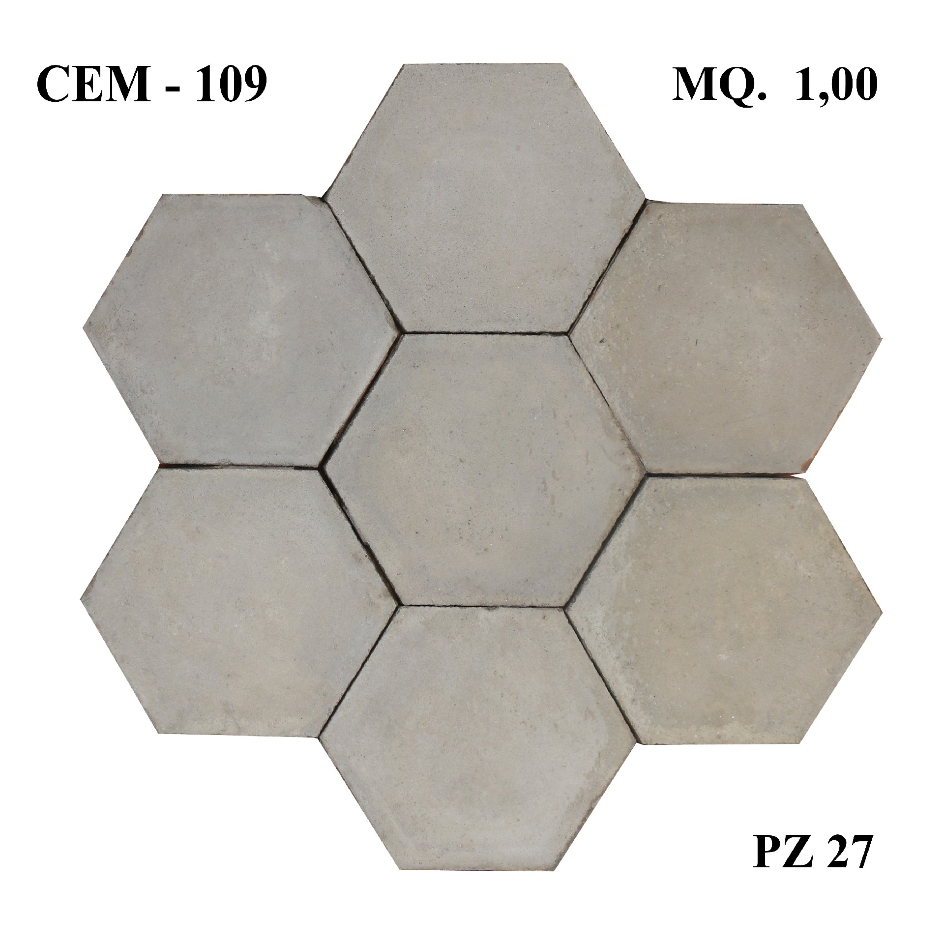 Antica pavimentazione in cementine esagonale. Lato cm.12. - Cementine e Graniglie - Pavimentazioni Antiche - Prodotti - Antichità Fiorillo