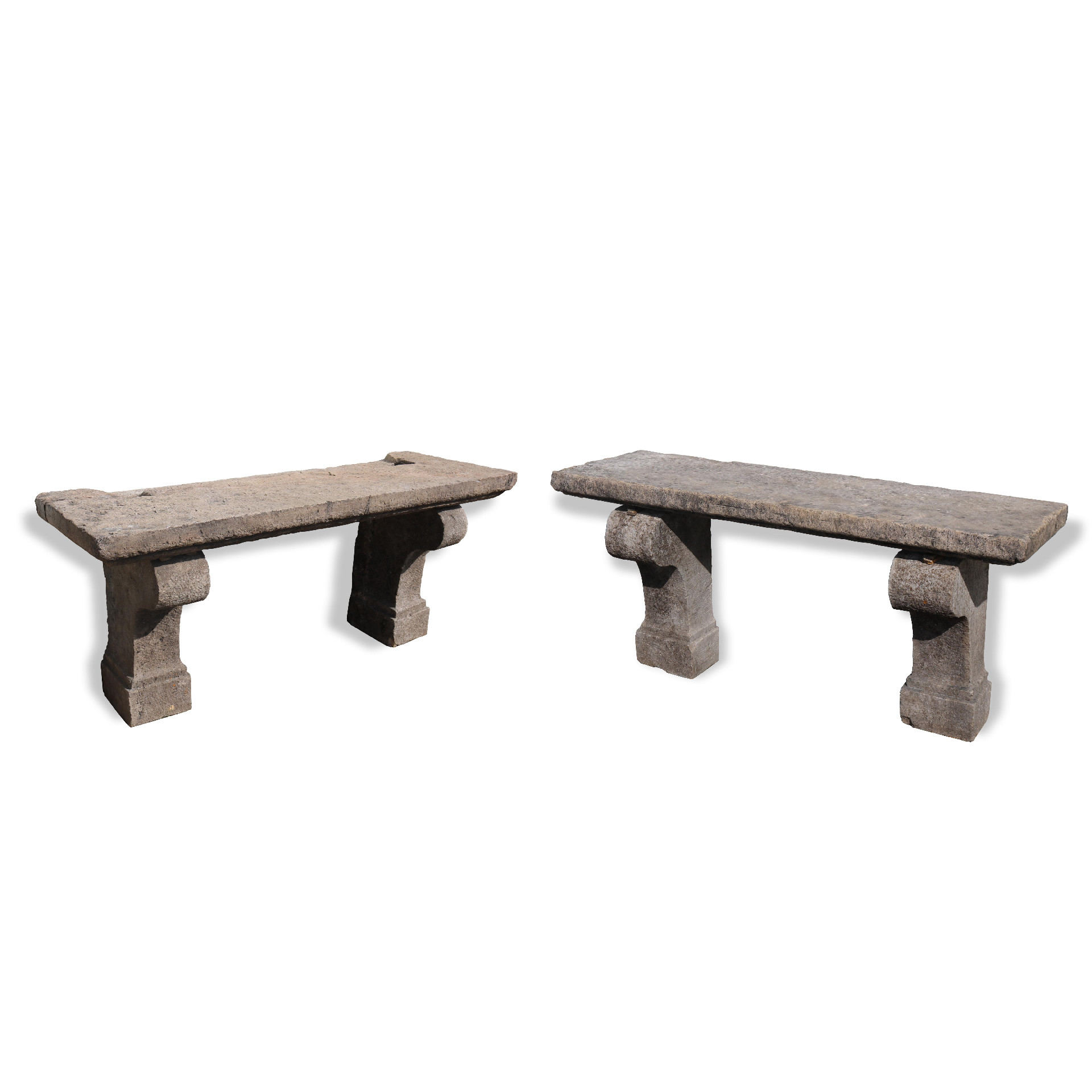 Antica coppia di panchine in pietra. - Panchine e Sedie - Arredo Giardino - Prodotti - Antichità Fiorillo
