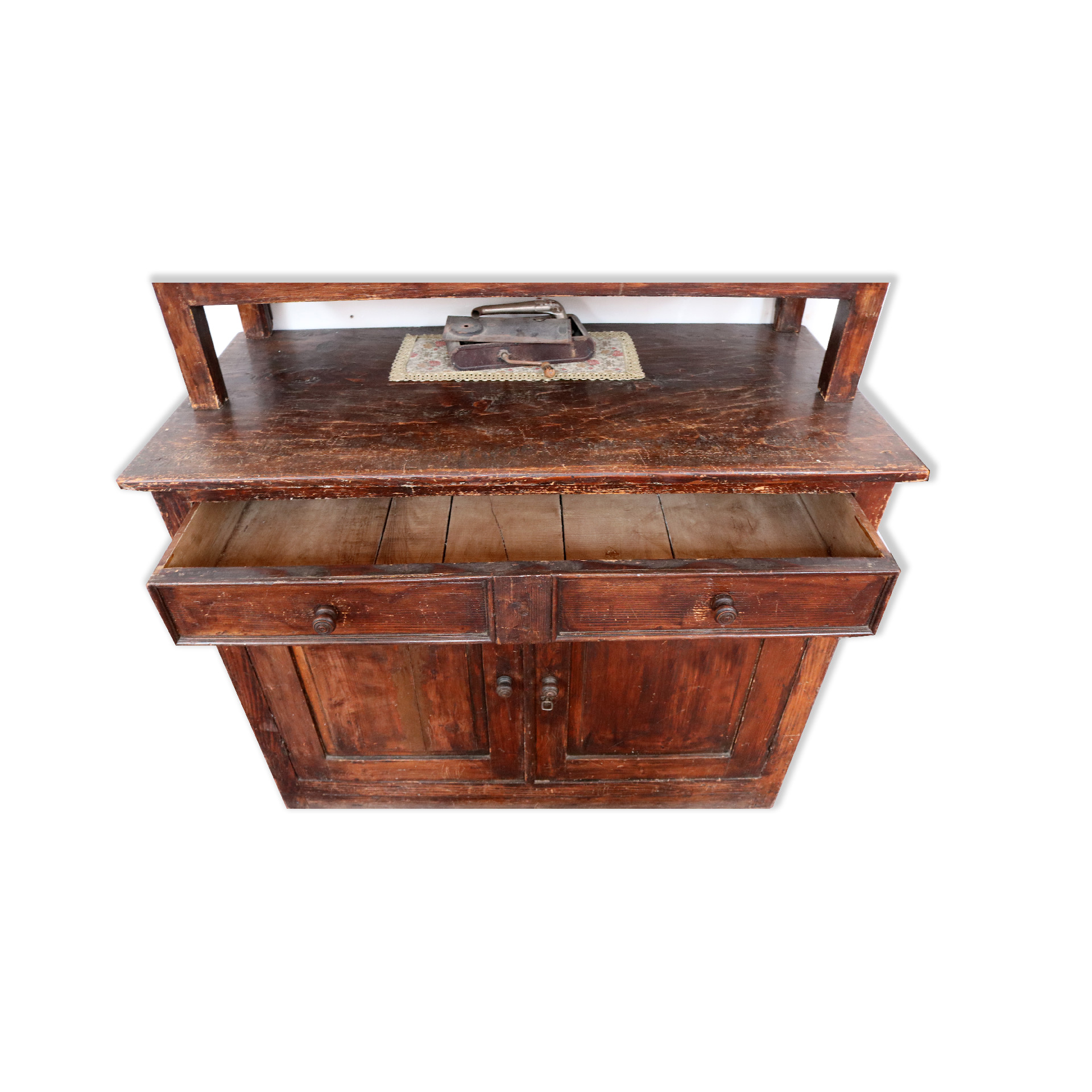 Credenza doppio corpo con vetrina. Epoca primi del '900 - 1