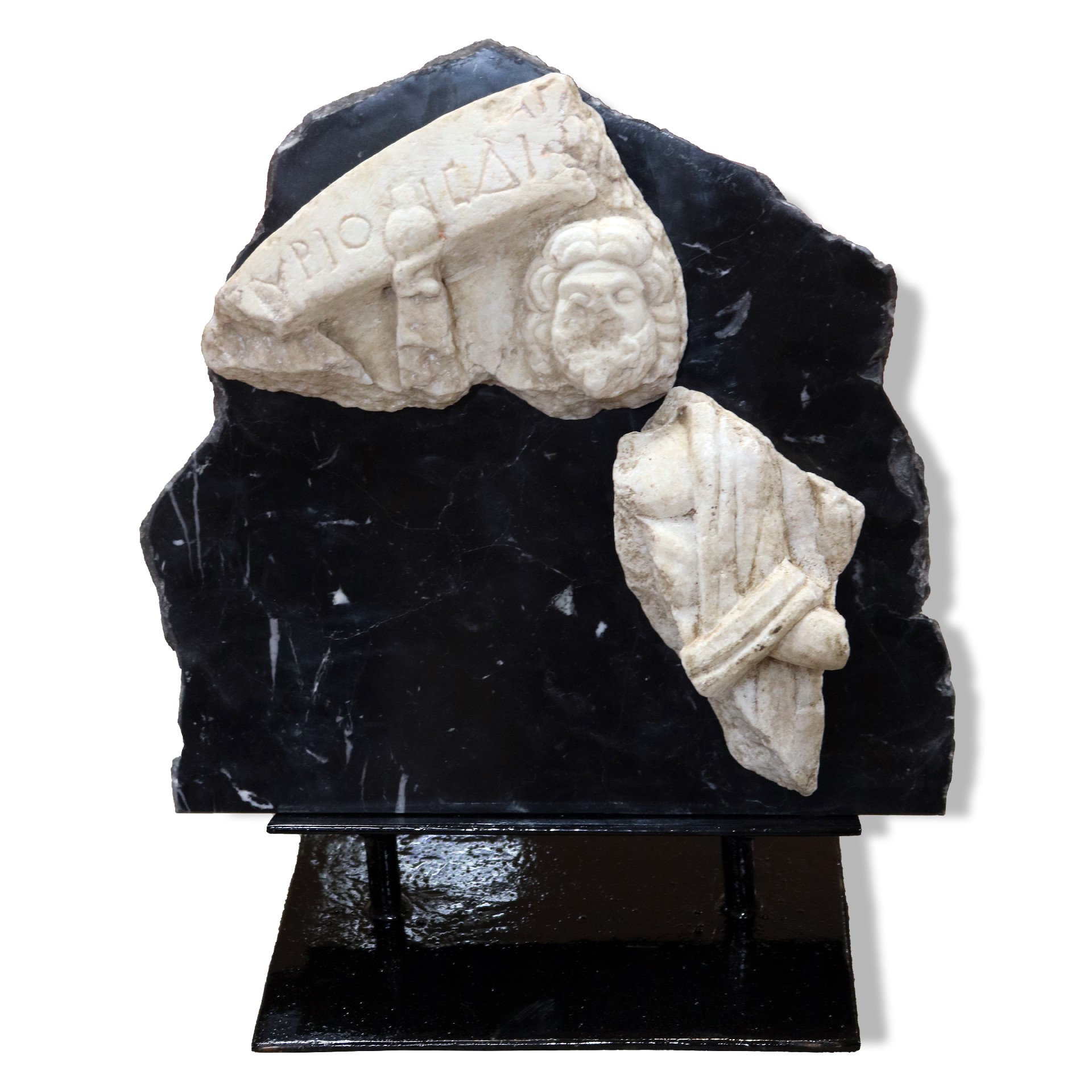 Stele in marmo raffigurante Dio Esculapio. Epoca Romana Imperiale. - Statue Antiche - Sculture Antiche - Prodotti - Antichità Fiorillo