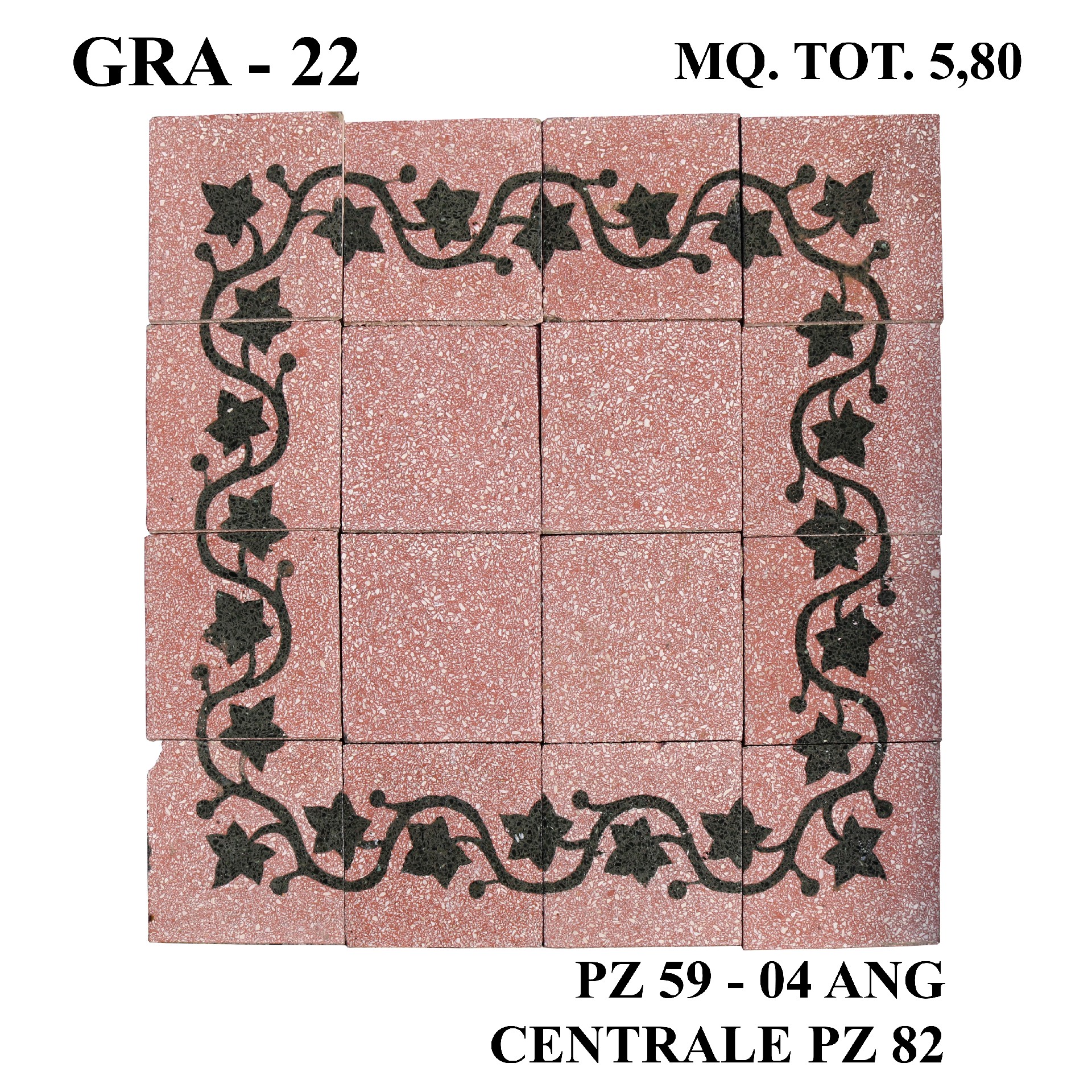 Antica pavimentazione in graniglia cm20x20. - Cementine e Graniglie - Pavimentazioni Antiche - Prodotti - Antichità Fiorillo