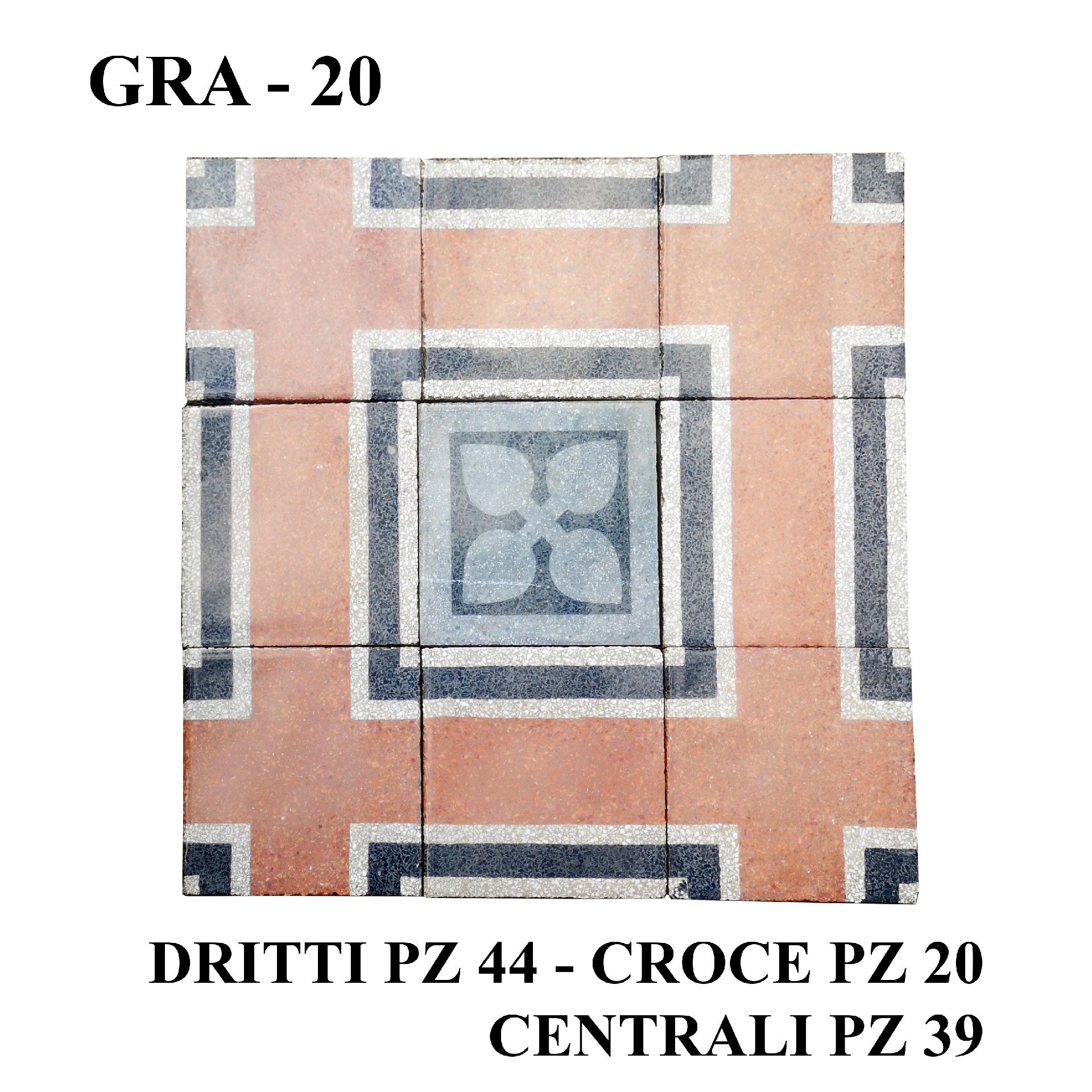 Antica pavimentazione in graniglia cm20x20. - Cementine e Graniglie - Pavimentazioni Antiche - Prodotti - Antichità Fiorillo