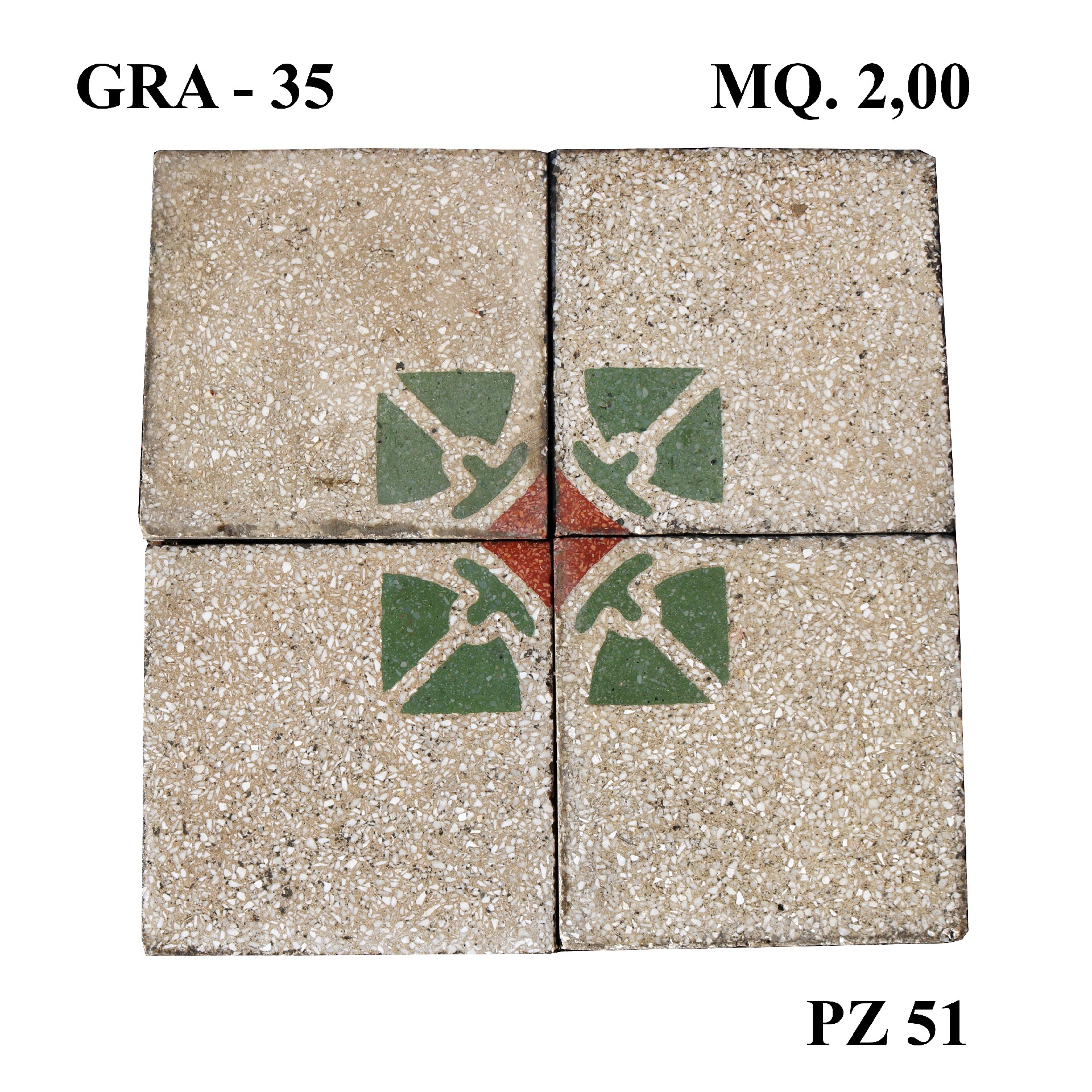 Antica pavimentazione in cementina cm20x20 - Cementine e Graniglie - Pavimentazioni Antiche - Prodotti - Antichità Fiorillo