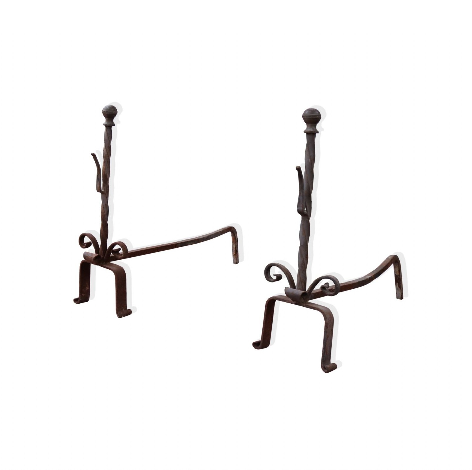 Antica coppia di alari in ferro. Epoca 1800. - Accessori Camini - Camini e Accessori - Prodotti - Antichità Fiorillo