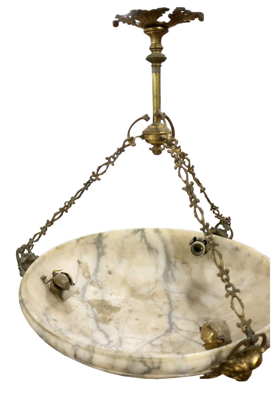 Lampadario in marmo ed ottone. Epoca Liberty. - 1