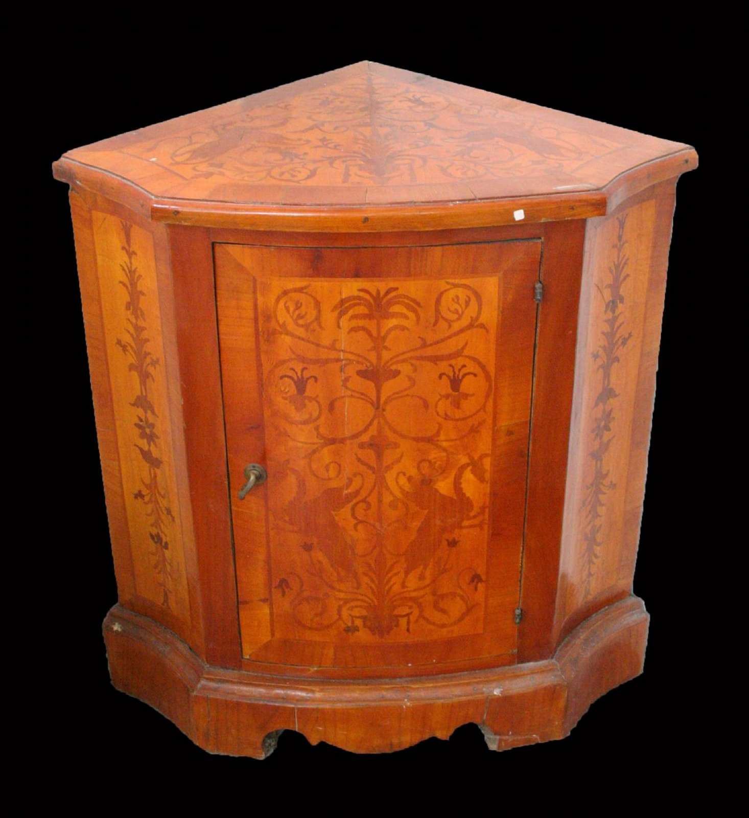 Angoliera intarsiata in legno. Epoca 1800. - Angoliere - Mobili antichi - Prodotti - Antichità Fiorillo