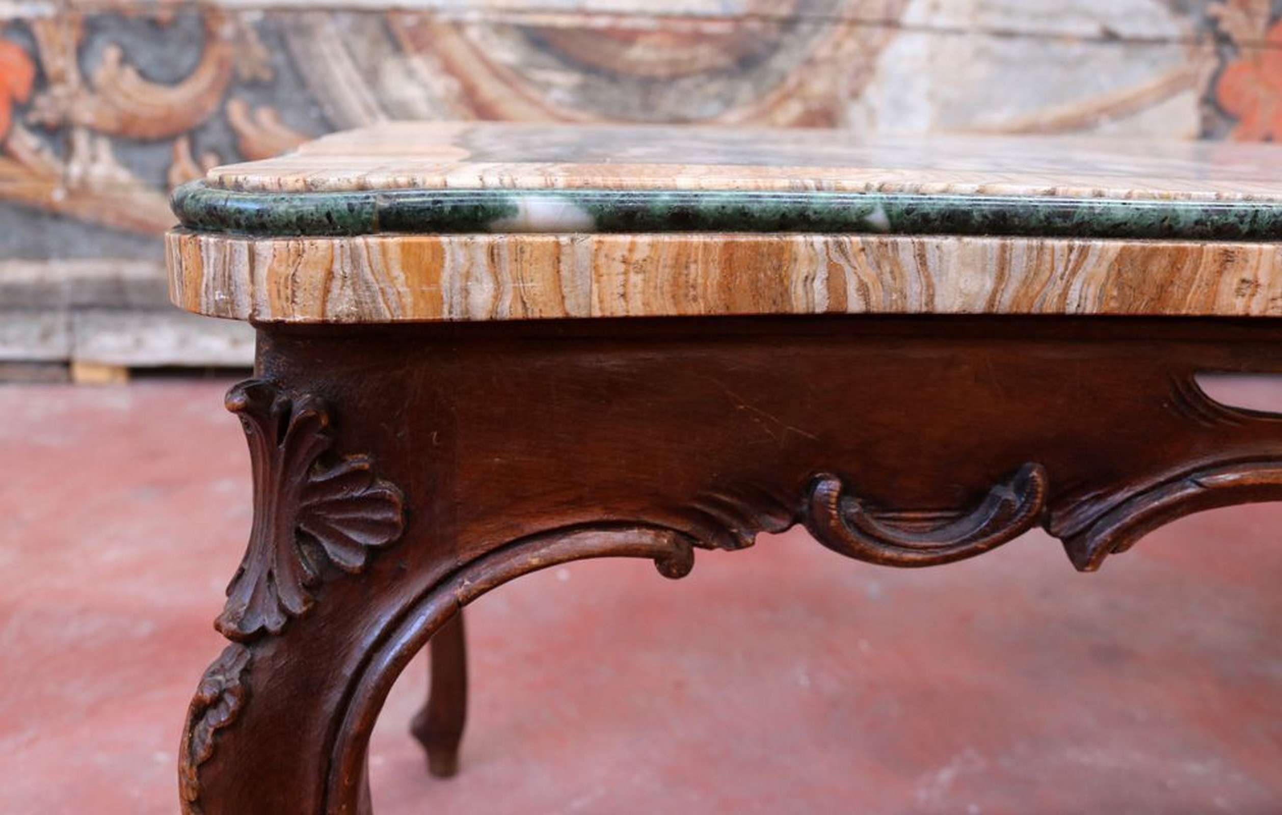 Tavolo antico in marmo con base in legno. Epoca 1800. - 1