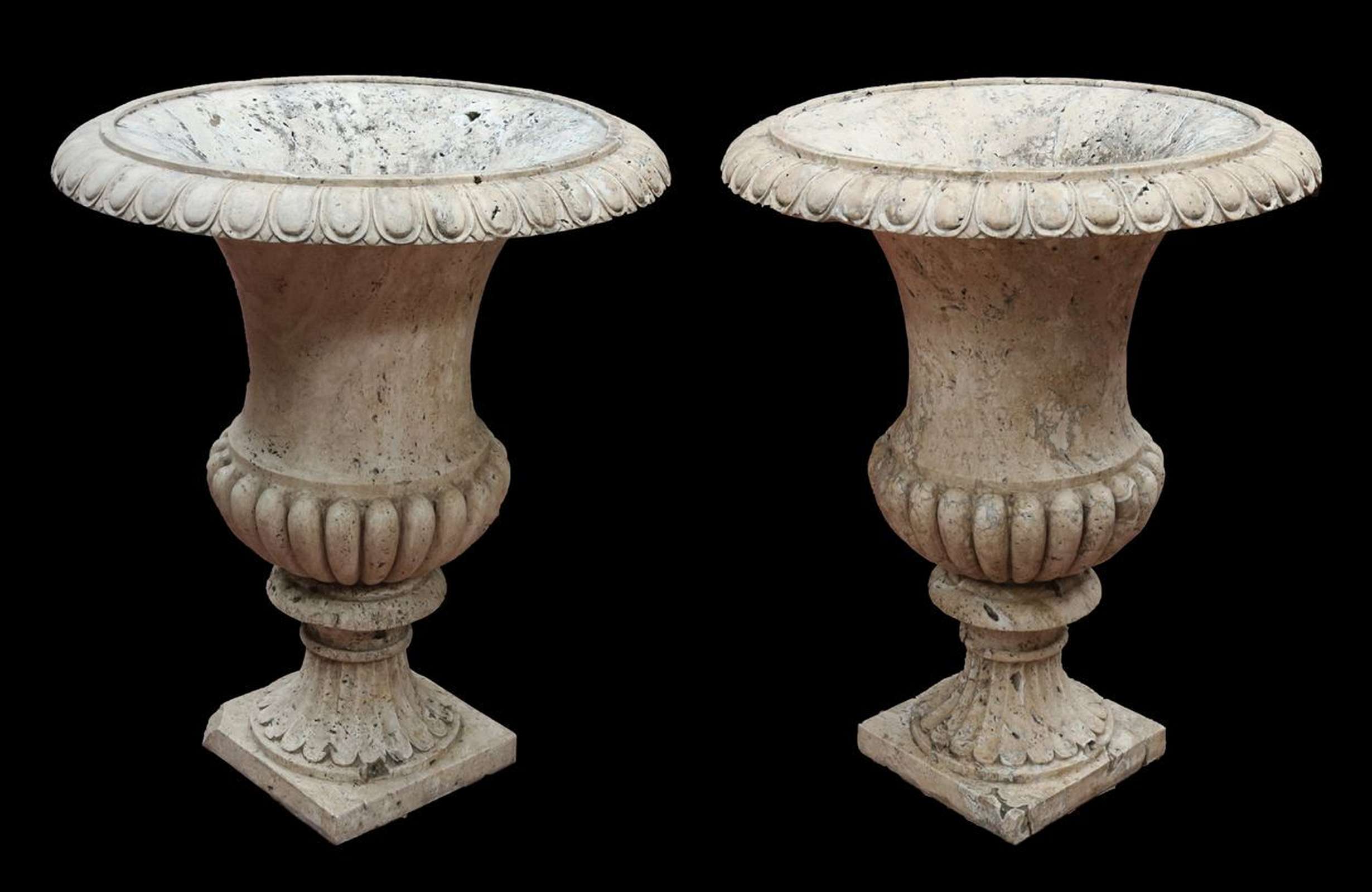 Coppia di antichi vasi in pietra. - Orci Vasi e Mortai - Arredo Giardino - Prodotti - Antichità Fiorillo
