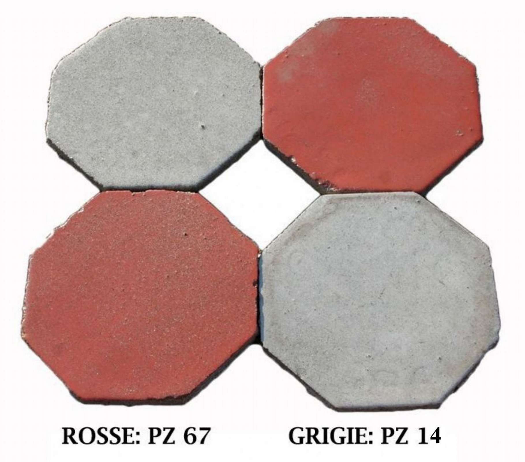 Antica pavimentazione in cementine ottagonale. Lato cm 10,5. - 1