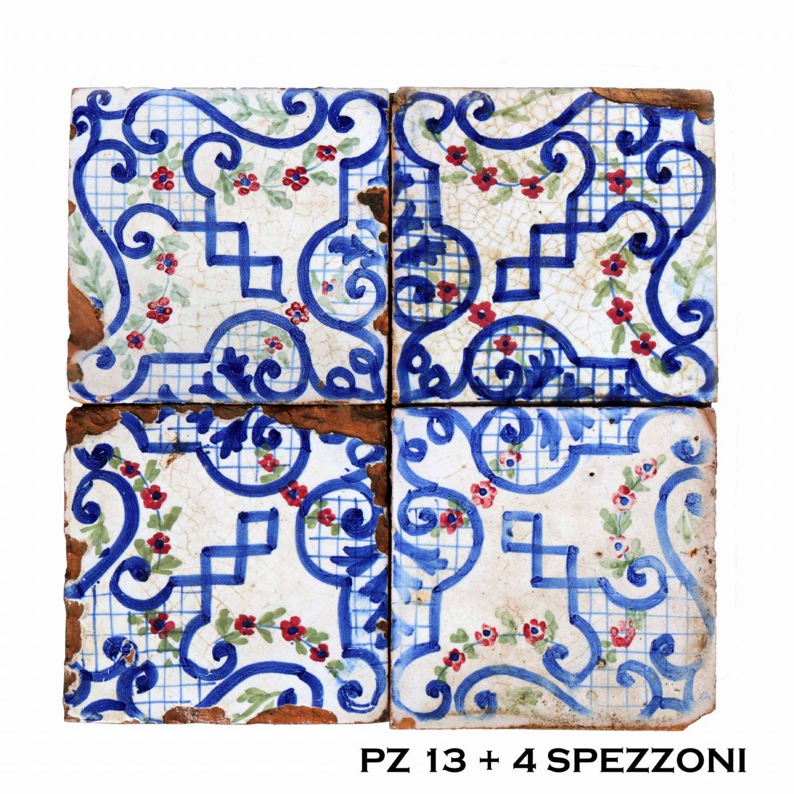 Antica pavimentazione in maiolica. Epoca 1800. - Maioliche Antiche - Pavimentazioni Antiche - Prodotti - Antichità Fiorillo