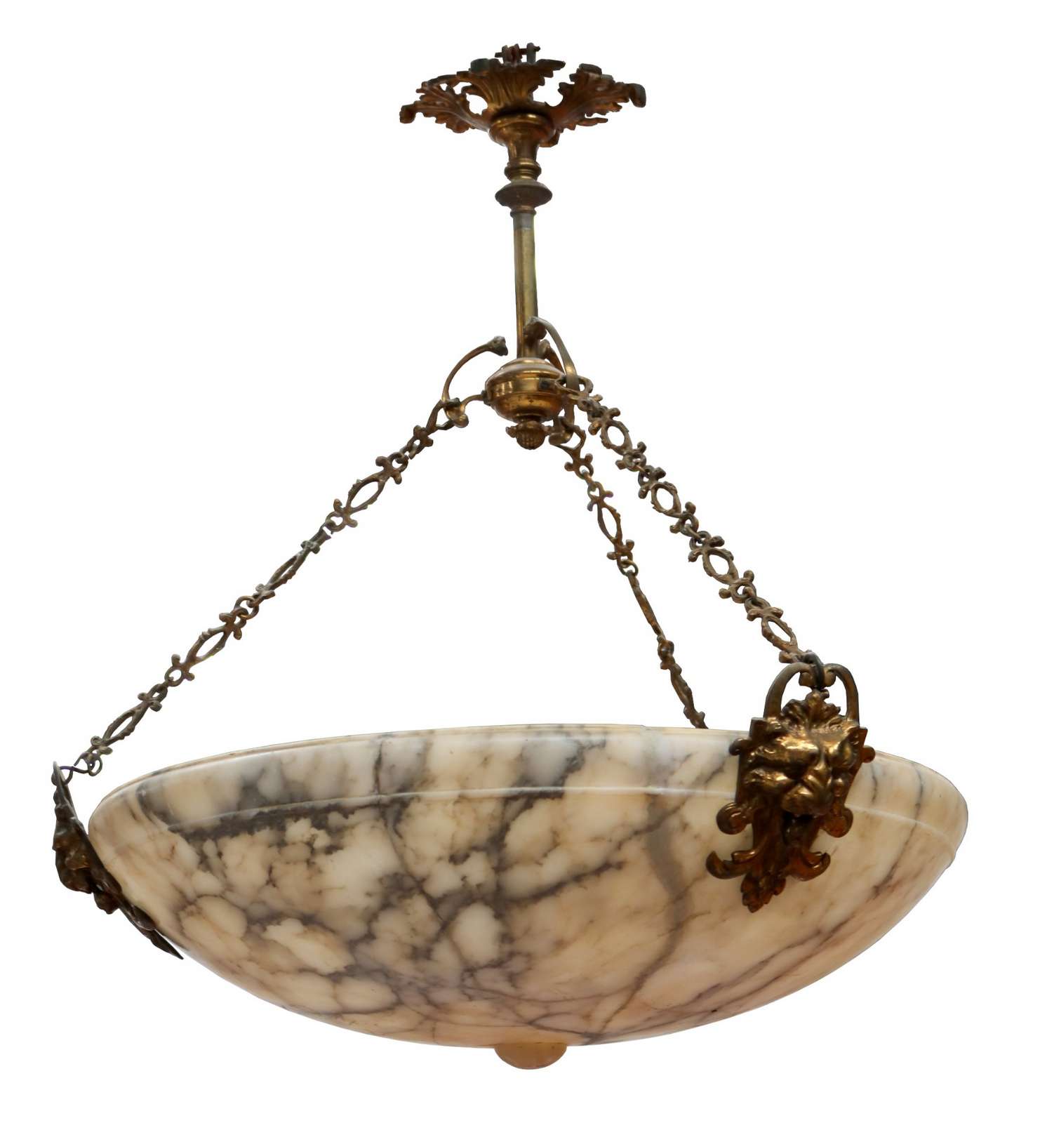 Lampadario in marmo ed ottone. Epoca Liberty. - 1