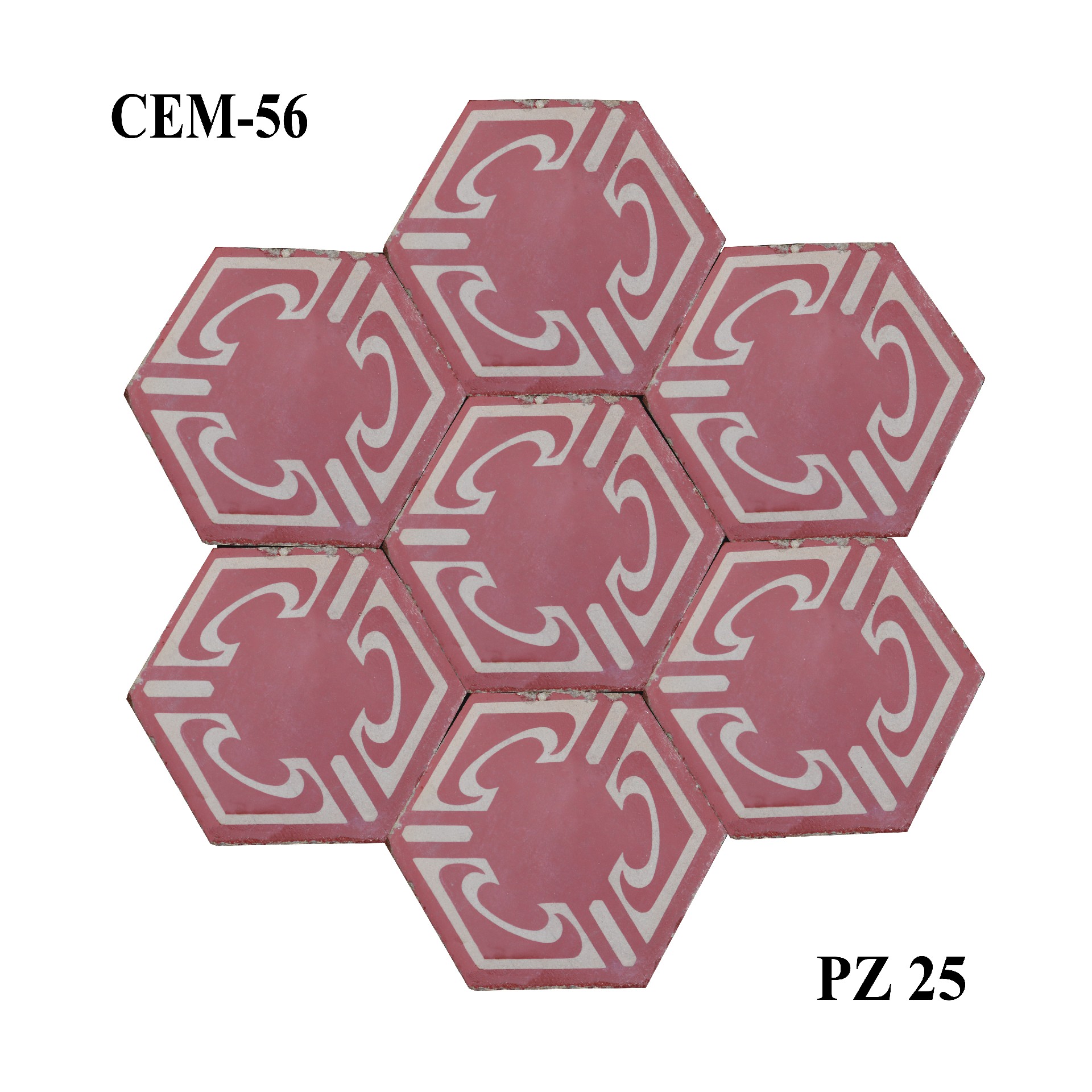 Antica pavimentazione in cementine esagonale. Lato cm 12,5. - Cementine e Graniglie - Pavimentazioni Antiche - Prodotti - Antichità Fiorillo