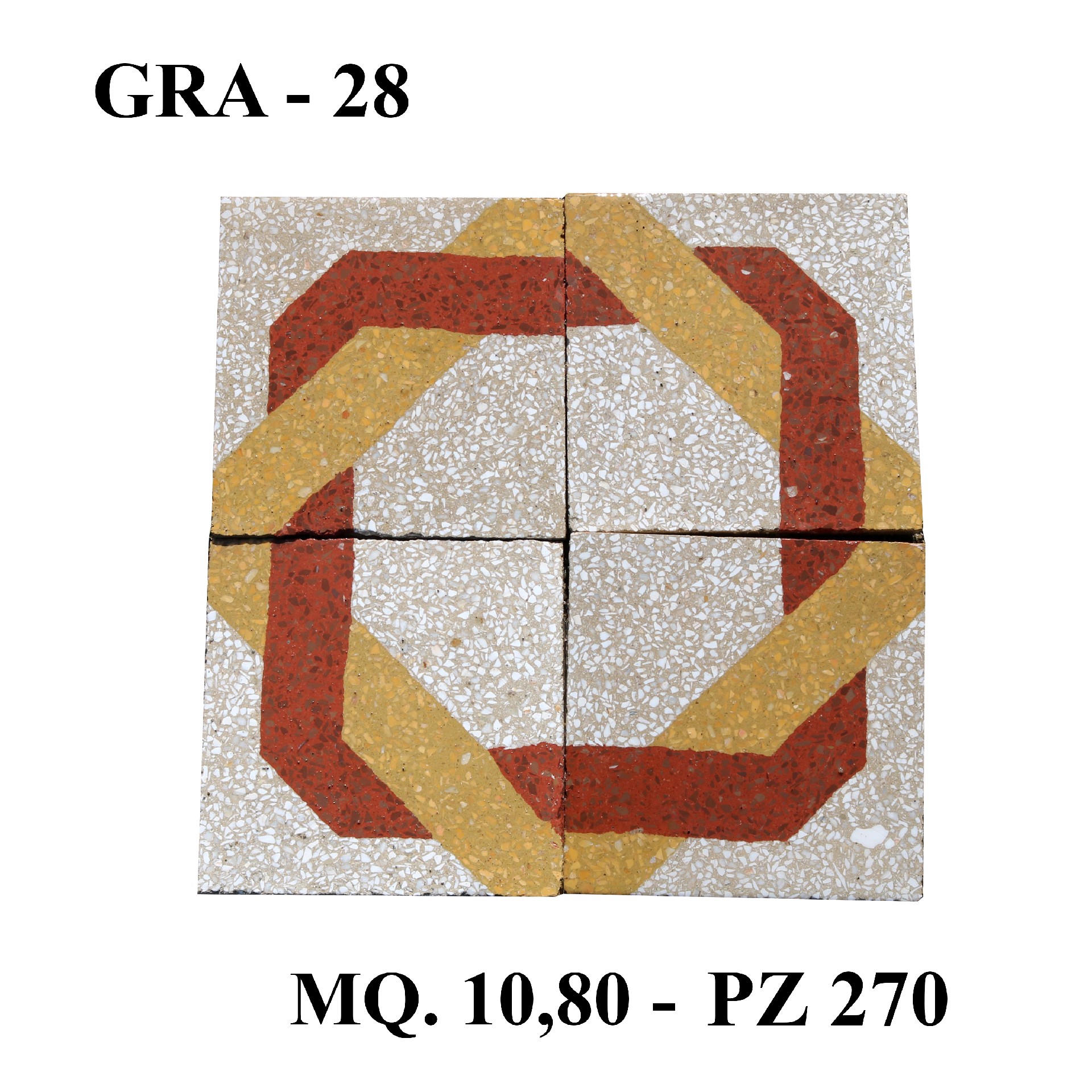 Antica pavimentazione in graniglia cm 20x20. - Cementine e Graniglie - Pavimentazioni Antiche - Prodotti - Antichità Fiorillo