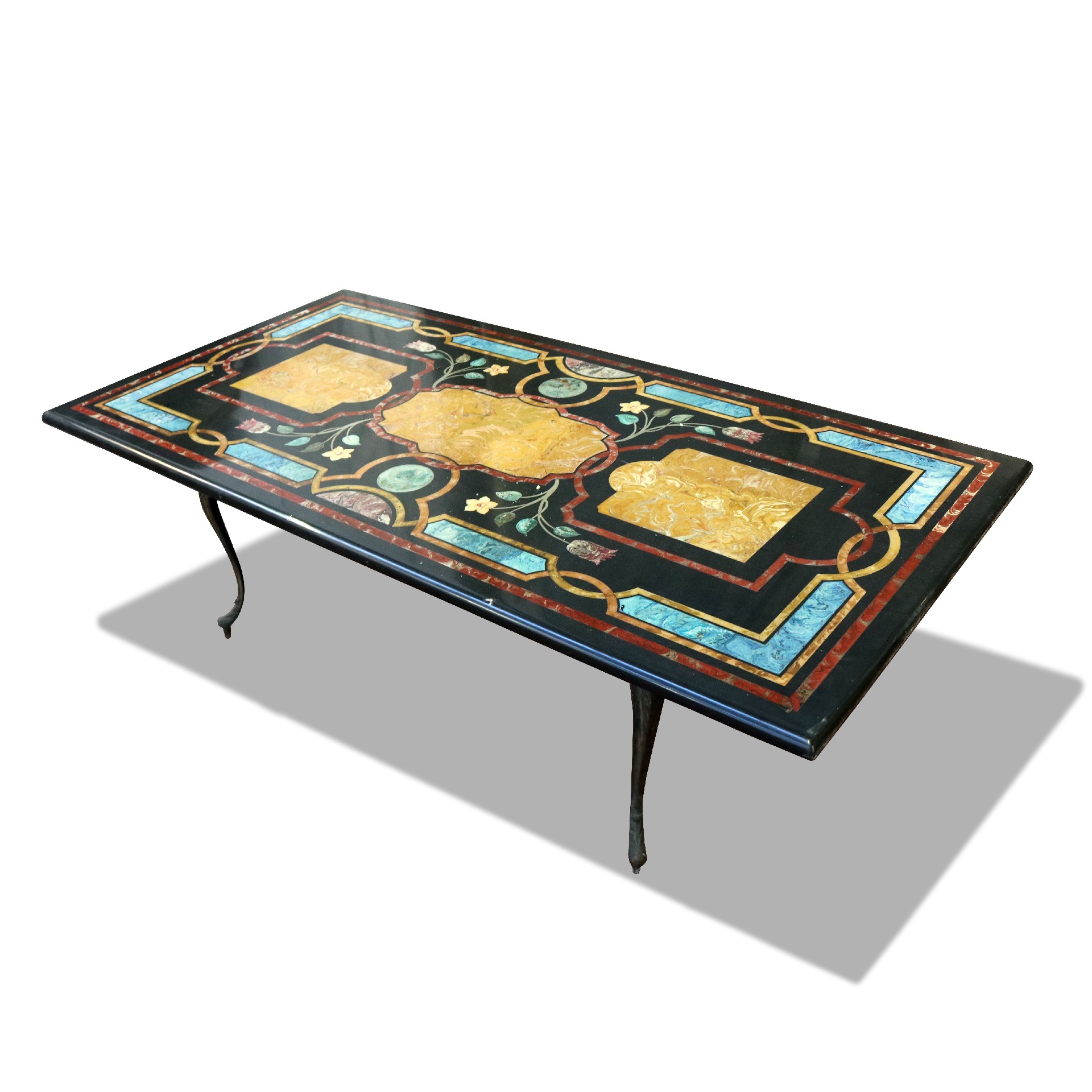 Tavolo con piano in scagliola e base in ottone. - Tavoli in vari materiali - Tavoli e complementi - Prodotti - Antichità Fiorillo