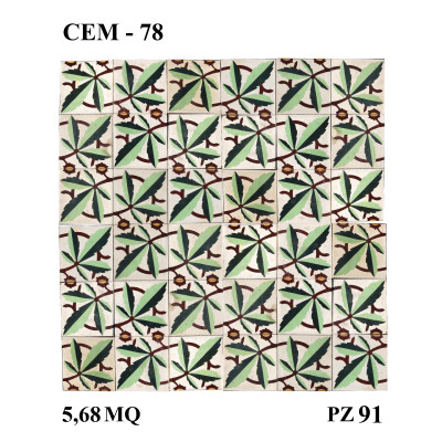 Antica pavimentazione in cementine cm 25x25. 