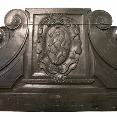 Antique stone fireplace, 248x218 cm h. Period 1500. 
