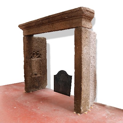 Antique stone fireplace, 153x133 cm h. 