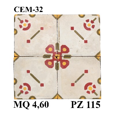 Pavimentazione antica in cementina. cm 20x20. Epoca 1900. 