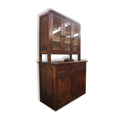 Credenza doppio corpo con vetrina. Epoca primi del '900 