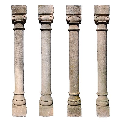 Quattro colonne antiche in pietra. Epoca 1800. 