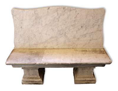 Antica panchina in marmo. Epoca 1800. 