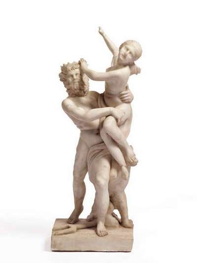 Antico gruppo scultoreo in marmo. Epoca 1800. 